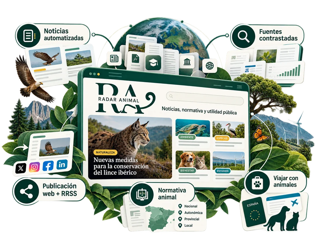 Radar Animal: propuesta de web con noticias, normativa animal, fuentes contrastadas y publicación conectada a redes sociales.
